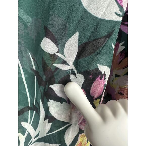 *Flawed Torrid Midi Chiffon Wrap Dress Green Floral Missing Belt Plus Size 1 1X - Picture 12 of 15